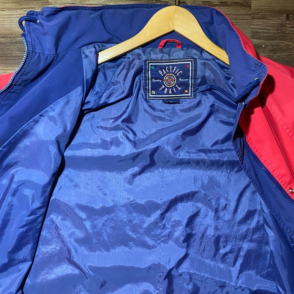 Pacific Trail Boat Jacket Men's Large Red Hidden Hood Full Zip| Nautical - Picture 14 of 16